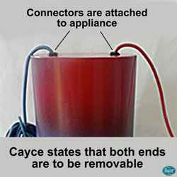 Edgar Cayce states that both ends are to be removable. Radial Applainces' connectors are attached.