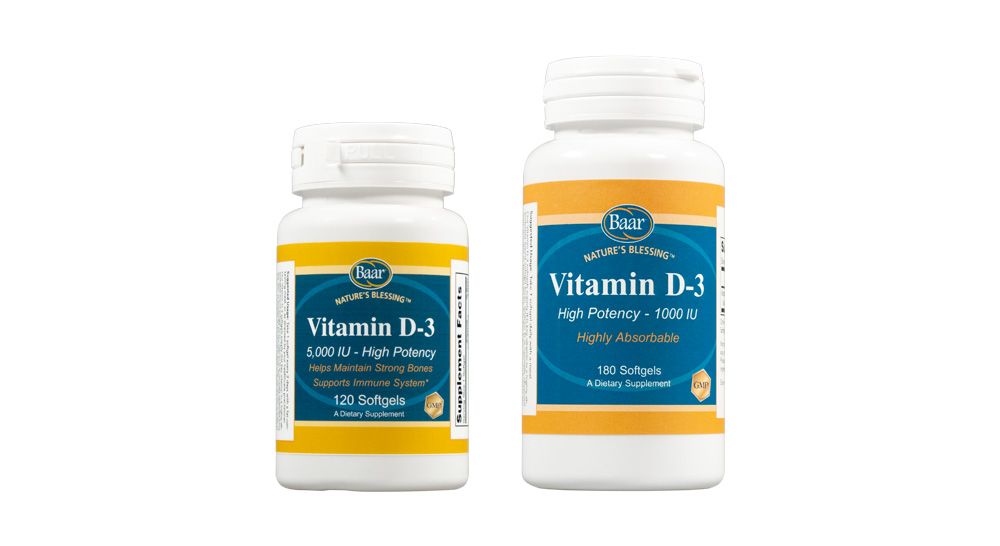 Nature's Blessing Vitamin D-3 Softgels Available from Baar Products at baar.com